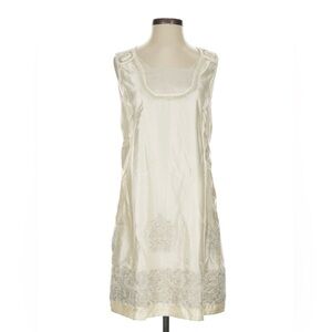 vtg Y2K Obzee NY Ivory Silk Lace Shift Dress Ivory White Womens 6